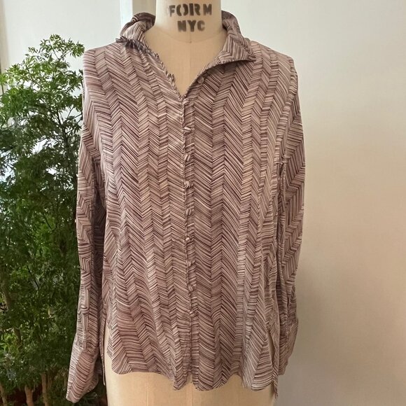 M.M. Lafleur Bridget Blouse Silk Fine Herringbone  Size XS - Picture 2 of 7